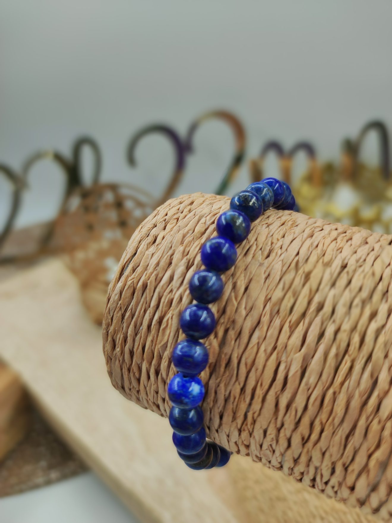 Bracelet En Argent 925 Et Pierre Lapis Lazuli 6mm - Fait Main En France - Neuf
