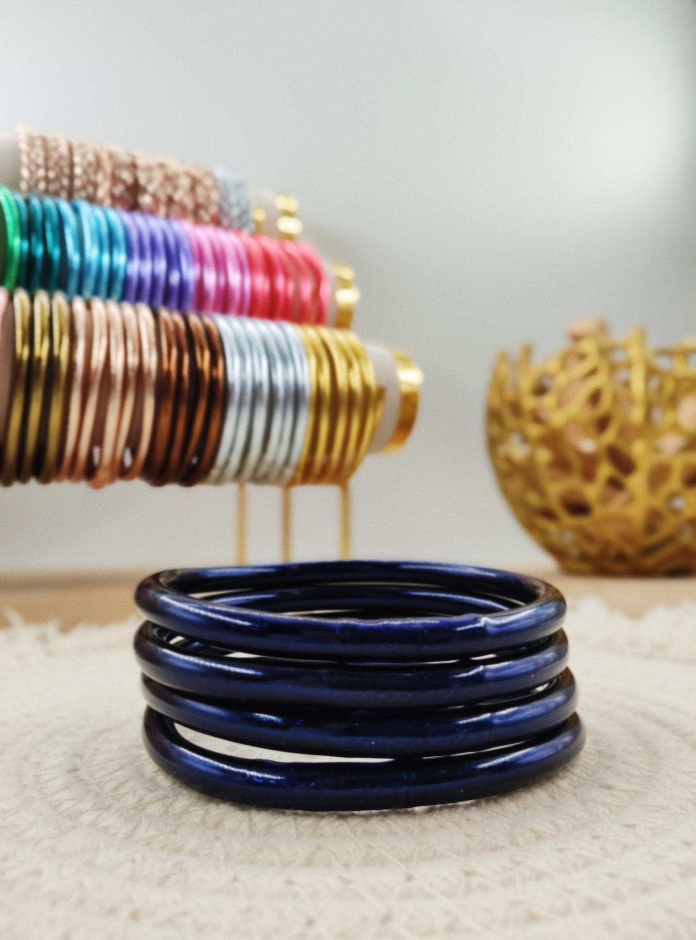 jonc bouddhiste mantra bleu nuit