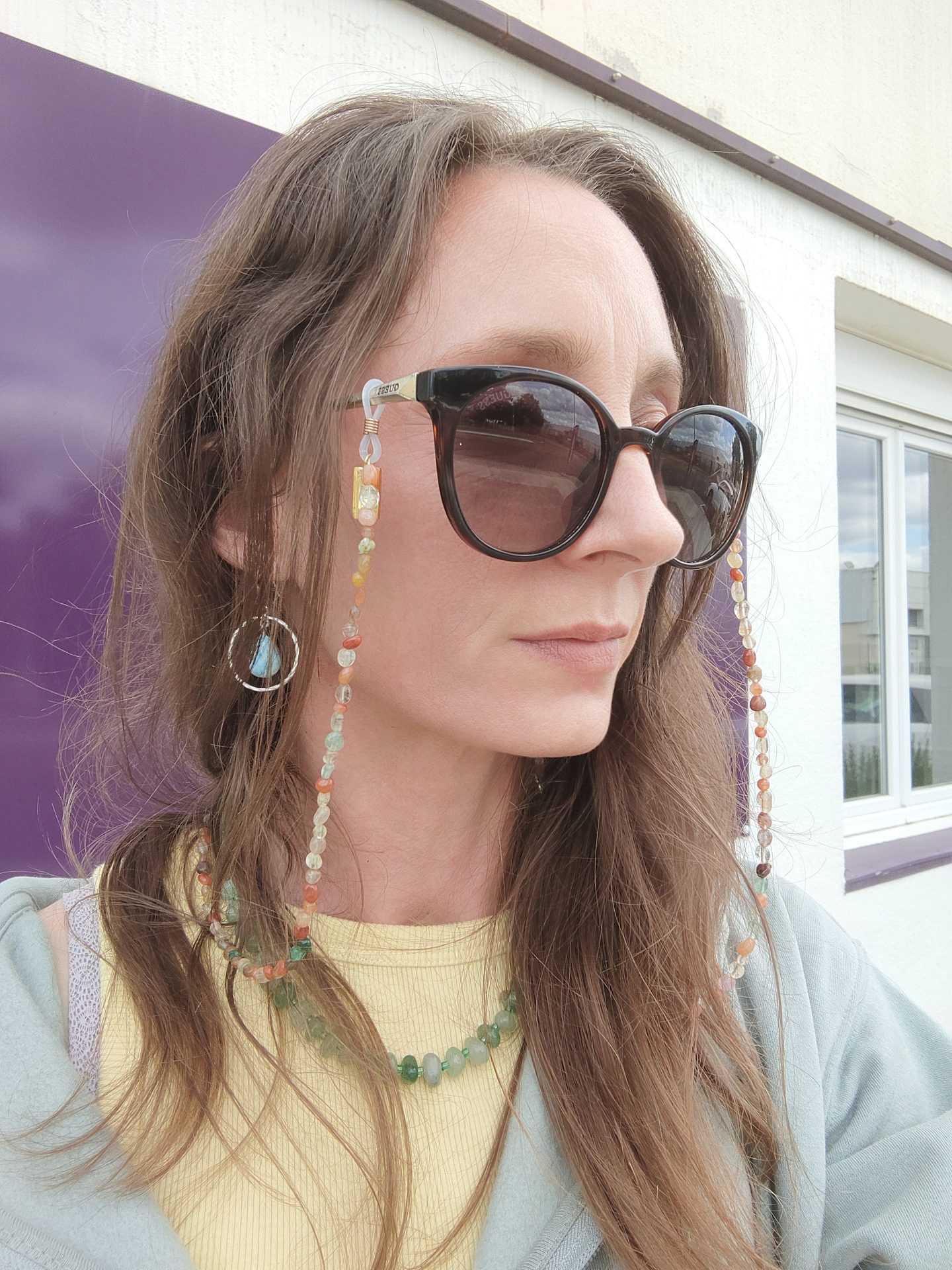 chaine de lunettes quartz rutile multicolore